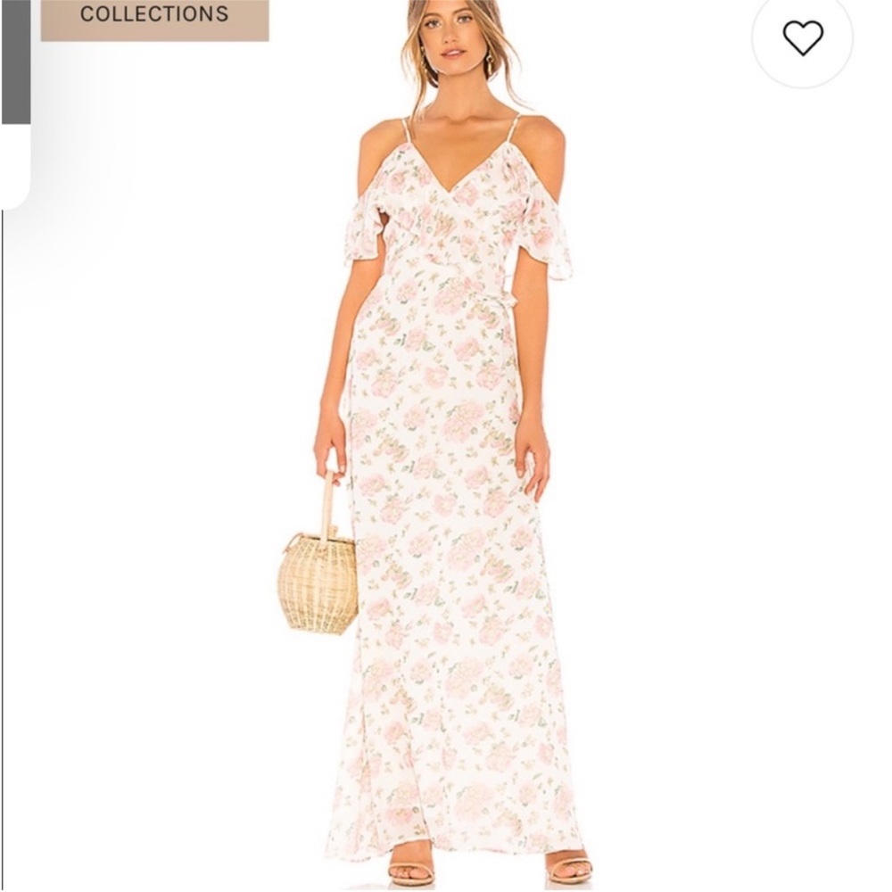 Revolve LPA Ruffle Neckline Floral Maxi Dress